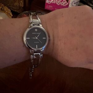 Anne Klein Silver Bracelet Watch with Dark Dial